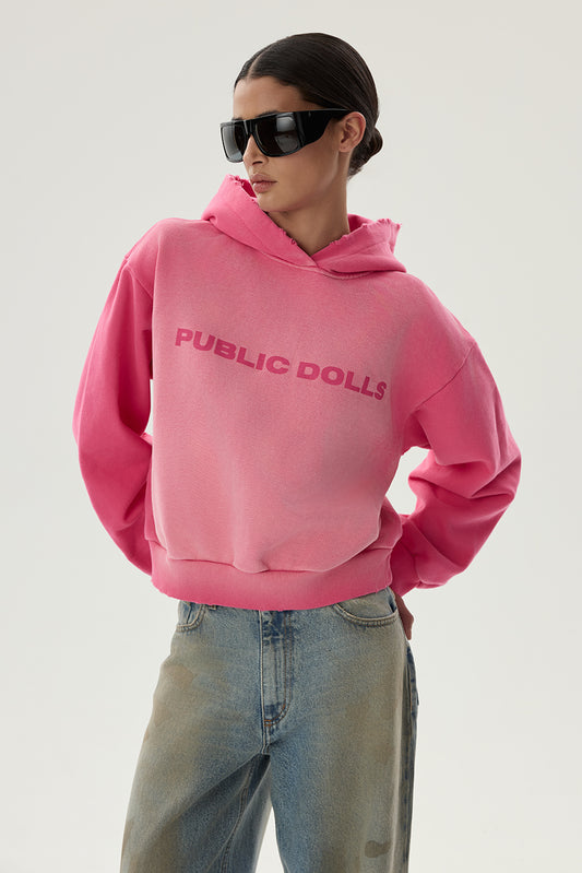HYSTERIC DISTRESSED P!NK HOODIE PLAIN 07